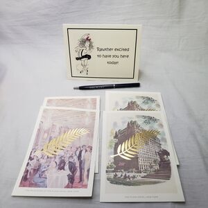Elegant Stationery Set with Gold Accents The Plaza Hotel Palm Court NYC